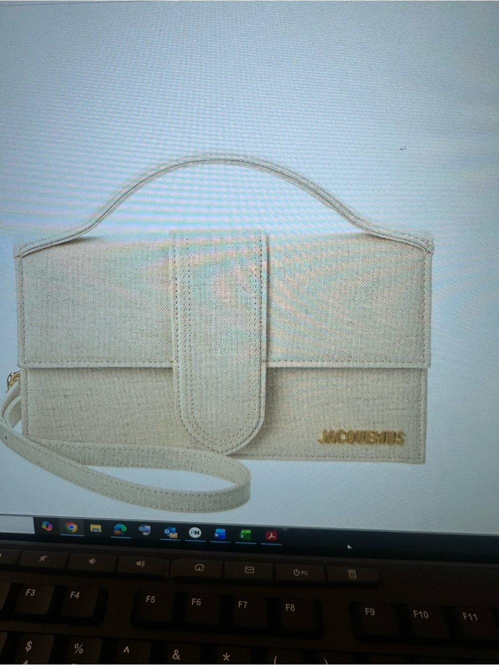 Jacquemus Beige Canvas Crossbody Bag with Gold Hardware - Picture 6 of 7